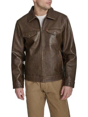 Men's Faux Leather Modern Trucker Jacket | Stylish Casual Outerwear for All